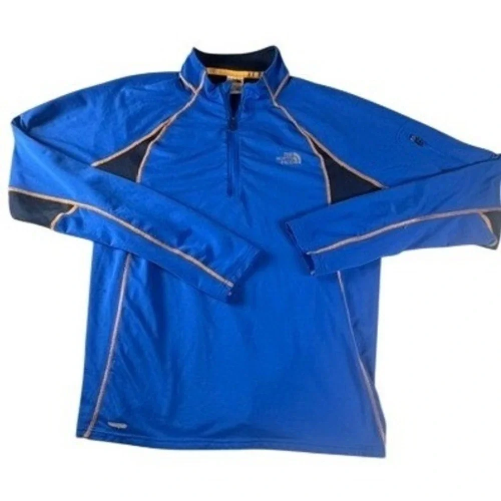 The North Face Pullover Mens L Blue 1/4 Zip Long Sleeve Active Top Mesh Trim